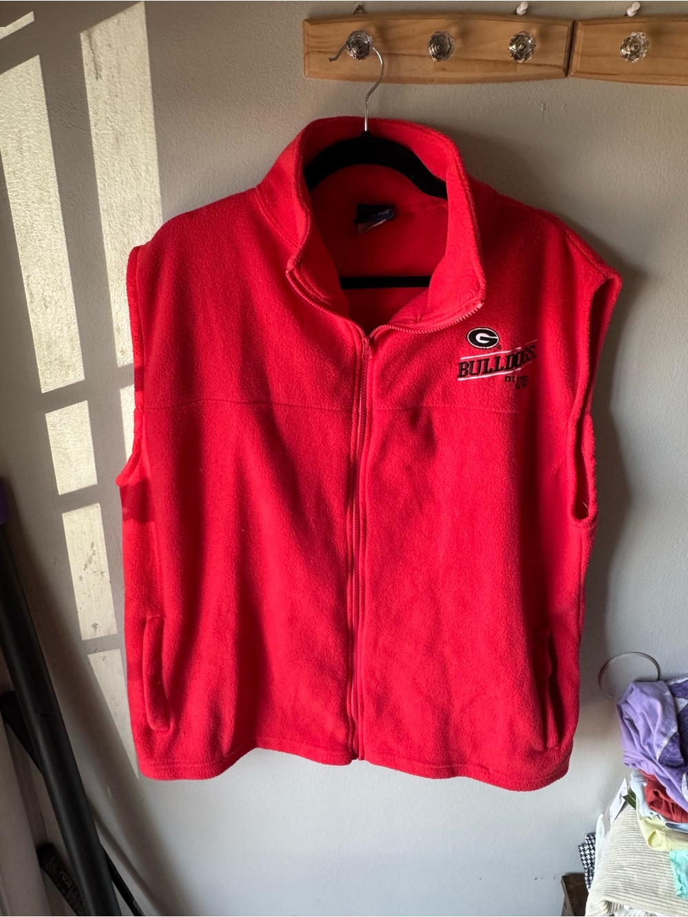 NCAA Georgia Bulldogs Full Zip Fleece Vest Mens Size Medium Red UGA Football